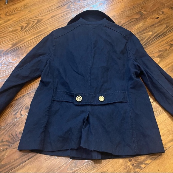 JCrew Women’s Indigo Blue Metallic ThreadDouble Breasted Peacoat Denim Jacket 12 - Picture 9 of 16